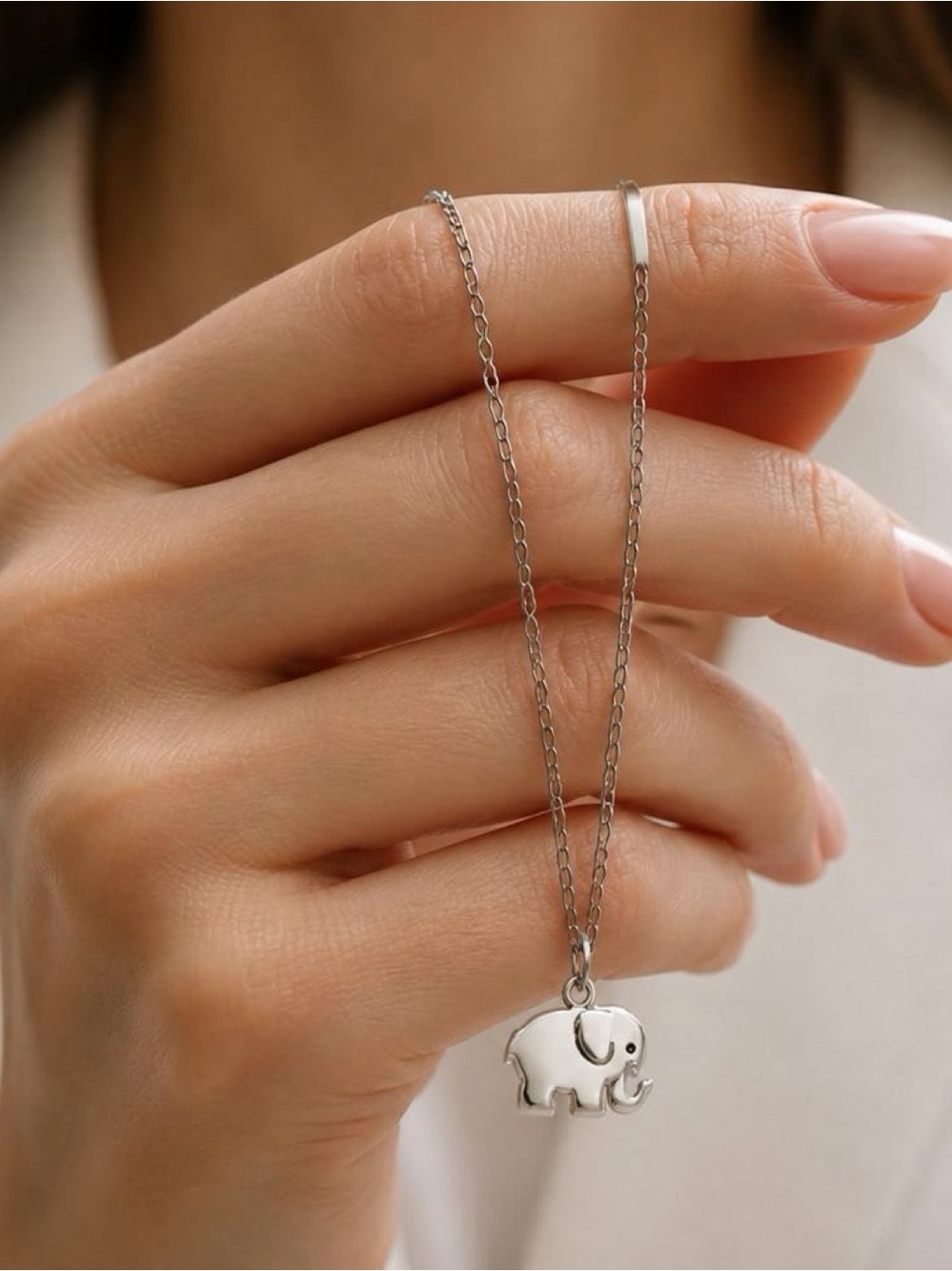 SUNSTONE .925 Silver Petite Elephant Calf Necklace